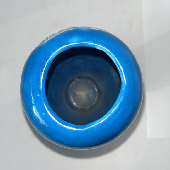 Signed 7” Tall Bright Blue & White Woodland Scene Bud Vase (Ginger Jar W/O Lid) - Picture 10 of 16